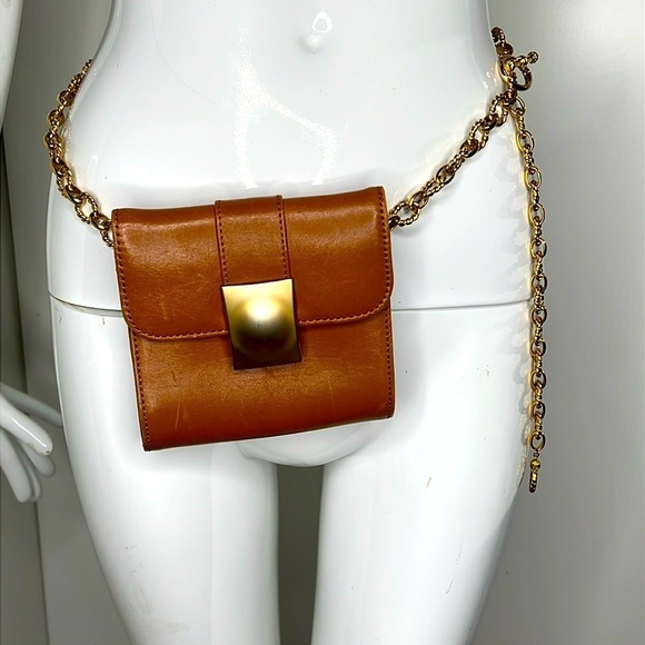 Americana by Sharif Leather Large Link Chain Belt Crossbody Bag - Picture 2 of 15